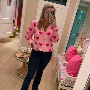 Lilly Pulitzer Pink Heart KEANE Cardigan